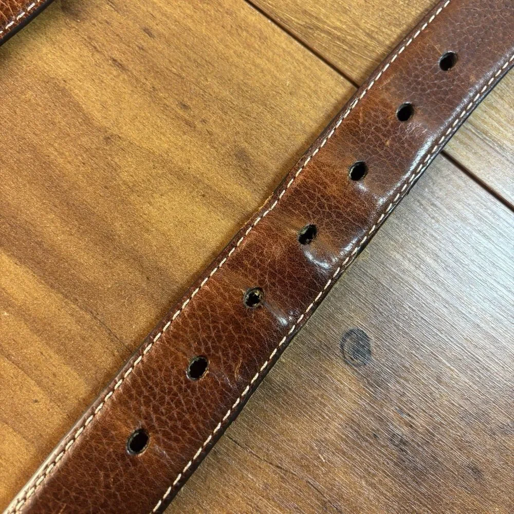 Columbia Brown Genuine Leather Belt - Silver Tone Buckle Men's Size 48